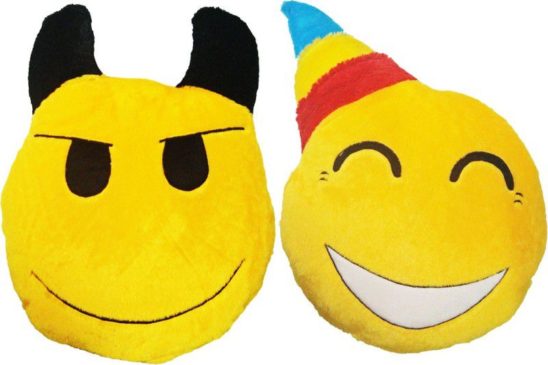 GOLDDUST VKIDB Smiley Emoticon Decorative Cushion - 15 inch  (Multicolor)