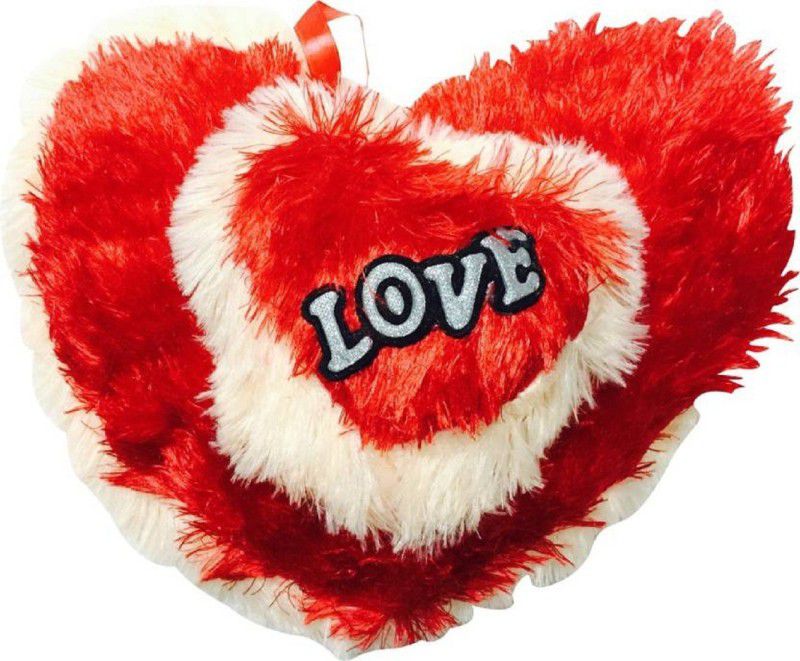 DINAARKAN VALENTINE SPECIAL DOUBLE HEART SHAPED CUSHION SOFT TOY 40 cm - 36 cm  (Red, White)