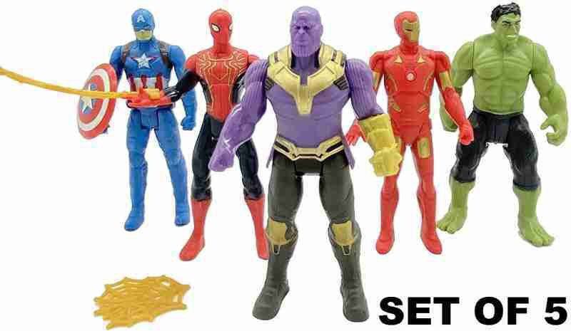 AKANSHA Avengers Hero Action Figure CaptainAmerica,Ironman,Spiderman,Hulk,Thanos figure  (Multicolor)