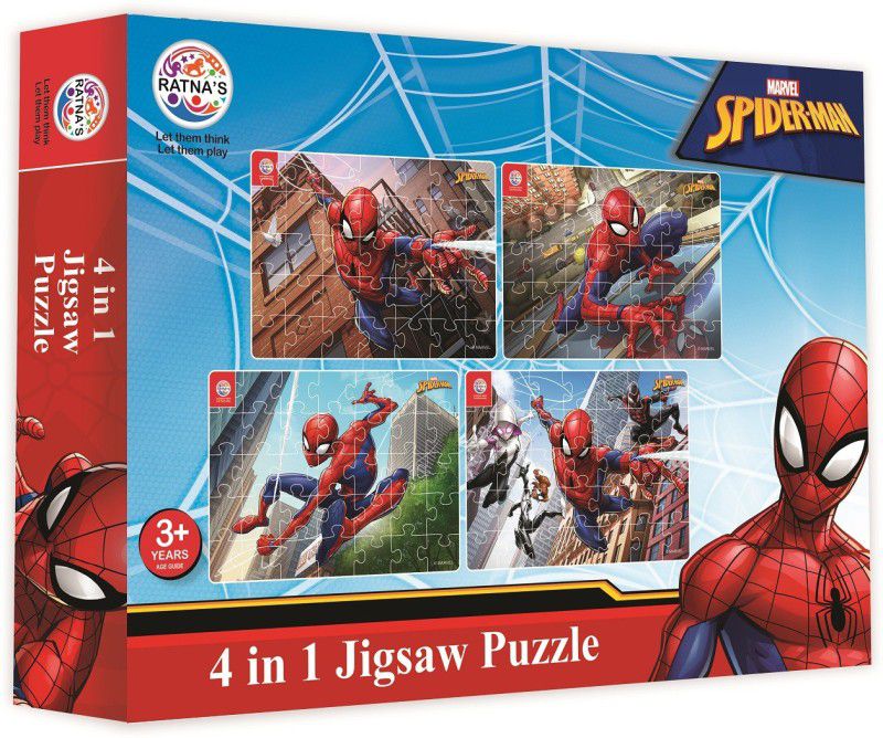 RATNA'S Marvel Spiderman 4in1 Jigsaw puzzle for Kids (140 Pieces) (2510)  (140 Pieces)