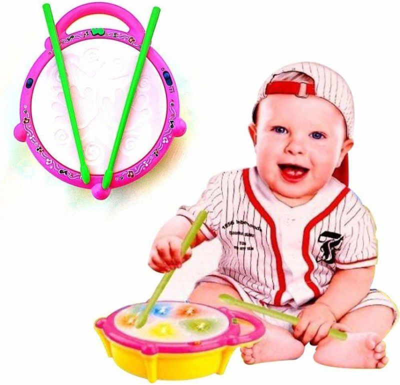 Sharvaya Musical Drum Toy For Kids With Drum Sticks And 3D Light , Musical Baby Toy  (Multicolor)