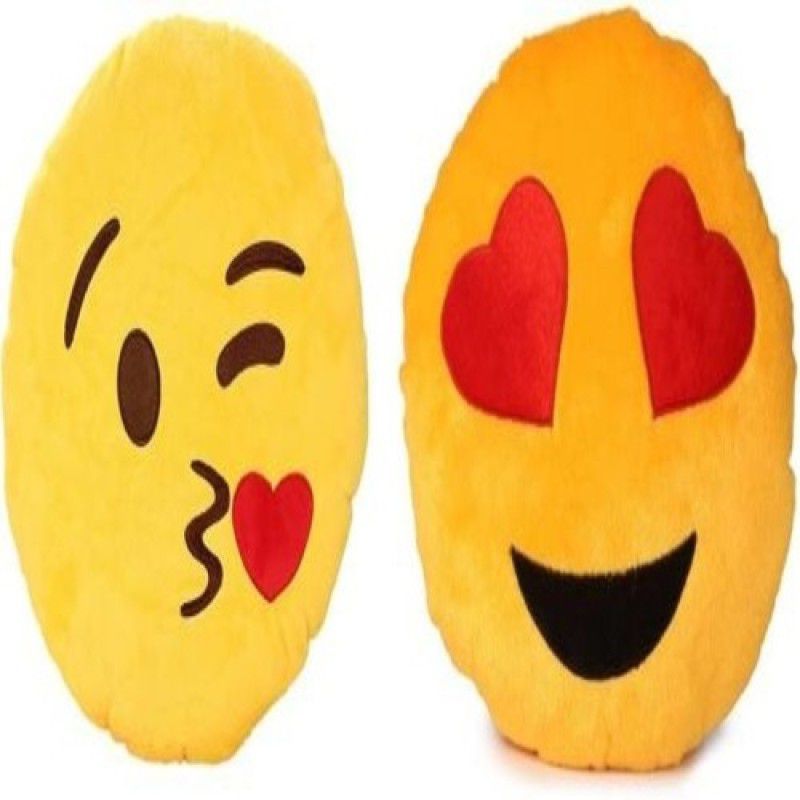Agnolia stuffed Smiley cushion 35cm-Flying Kiss & Heart Eye - 10 inch  (Multicolor)