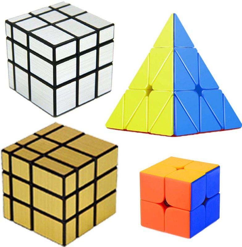Vaniha Cube Combo of 2X2,Gold Mirror,Silver Mirror,Pyraminx Stickerless Cube  (4 Pieces)