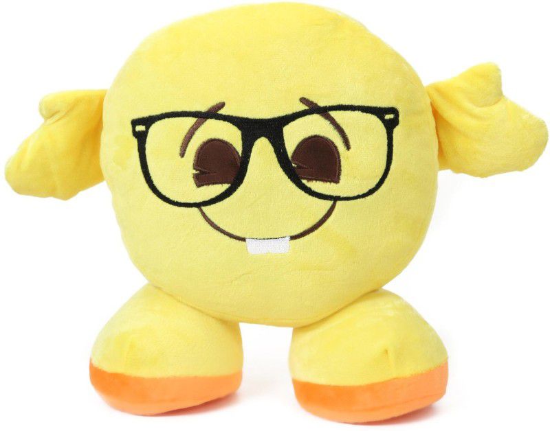My Baby Excels Standing Emoji Nerd Face Plush 30 cm - 30 cm  (Yellow)