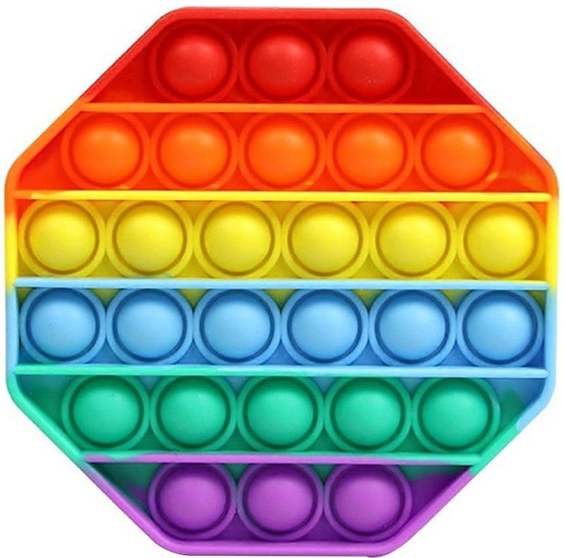 Aseenaa Pop It Fidget Toys | Octagone Rainbow | Pack Of 1 | Pop Its Toy Set | Popits Stress Relief Rainbow | Poppit Silicone Gadgets | Push Pop Bubble Fidget Gift For Kids | Colour - Multi  (Multicolor)