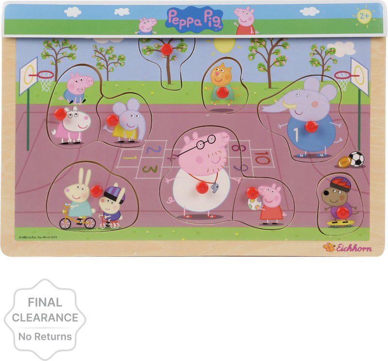 SIMBA Peppa Pig Eichhorn Wooden Pin-up Puzzles for Kids - Set of 3  (19 Pieces)