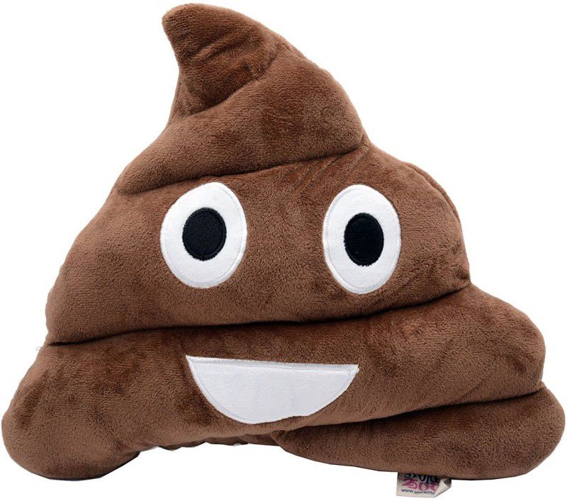 Store2508 Soft Smiley Emoticon Emoji Cushion Poop Pillow Stuffed Plush Toy (Choc Brown Design A) - 28 cm  (Brown)
