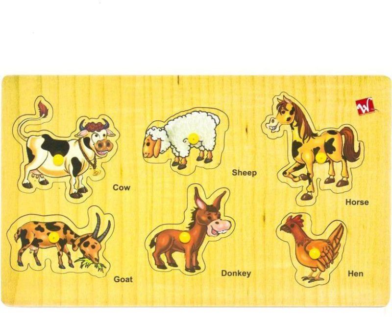 Toyvala Farm Animals with Pics and Names - Learning & Educational Wodden Puzzle  (1 Pieces)