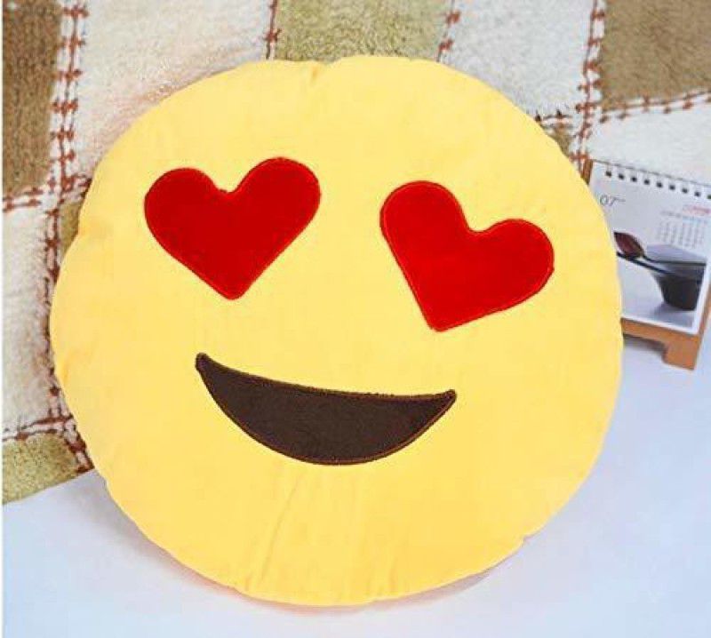 Nanku brother Supply Emoji Smile Pillow (32x32 cms, Yellow) - 7 mm  (Multicolor)