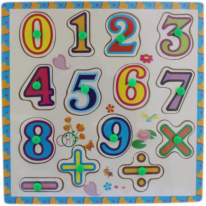 Shoppernation Wooden Number Puzzle Board With peg Knobs  (13 Pieces)