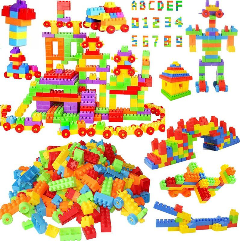HENGLOBE Plastic Building Block with Wheel, Multicolour, 3 Years and Above, 100 Pieces Blocks  (100 Pieces)