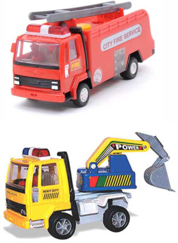 centy Fire Tender & AL Excavator Pull Back Action Toys for Kids Combo  (Multicolor)