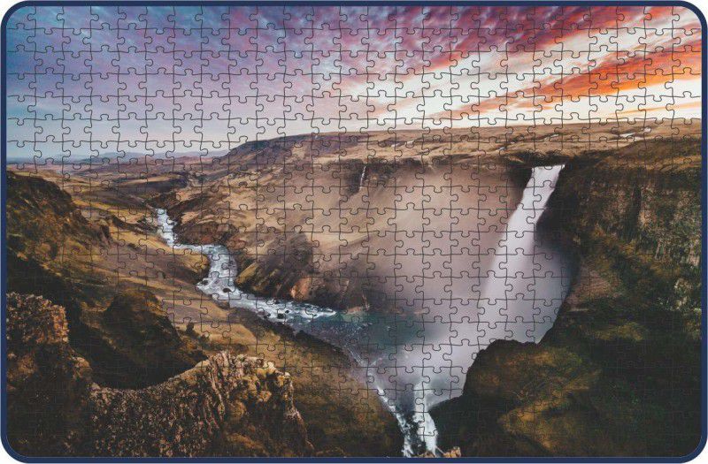 Webby Sunset Waterfalls in Iceland Wooden Jigsaw Puzzle, 500 pieces  (500 Pieces)