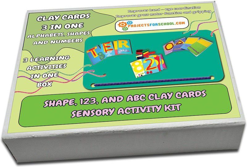 ProjectsforSchool 3 in 1 clay cards, shape, numbers and alphabets, 3 games in 1  (Multicolor)