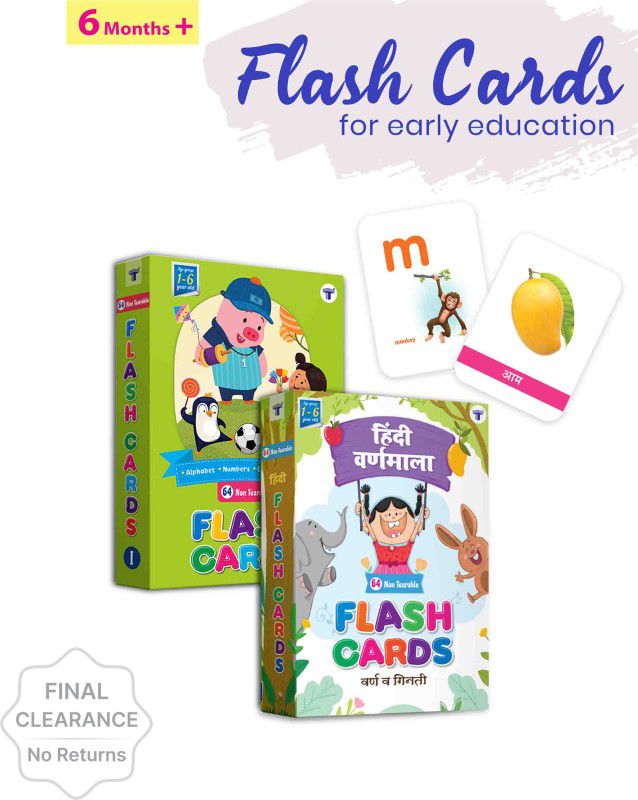 Target Publications English and Hindi Flash Cards for Kids | 128 Non Tearable Flash Cards | Contains Alphabet, Numbers, Hindi Varnamala, Letters | 1 - 6 years | Set of 2  (Multicolor)