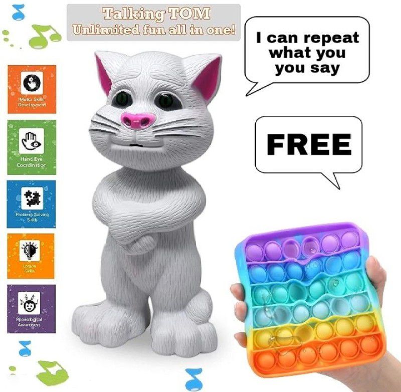 somesh gupta Talking Tom Toy Cat For kids Repeat What you say || FREE : POPPET  (Grey, White)