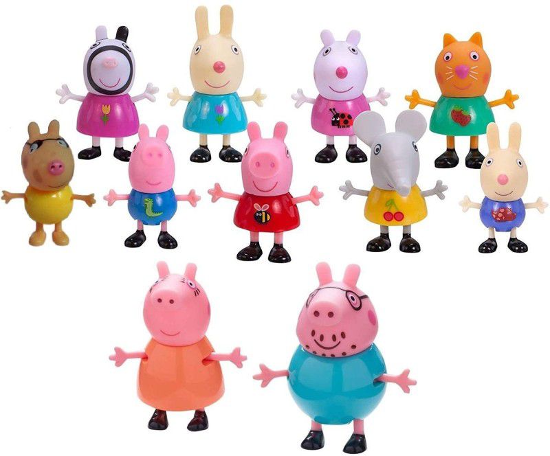 NIYAMAT Cute Peppa Pig Family Figure Toy with Forever Friends Figure Toy for Kids