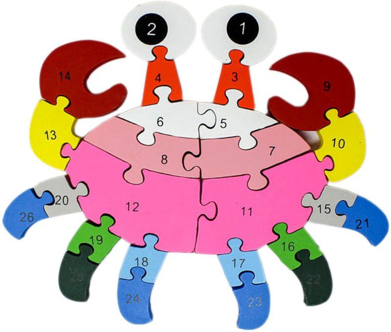 Shoppernation Alphabet and Number Wooden Jigsaw Puzzle - Crab (1TNG279)  (25 Pieces)