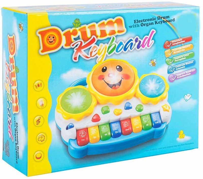 D Plus Keyboard Musical Toys with Flashing Lights Animal Sounds and Songs  (Multicolor)
