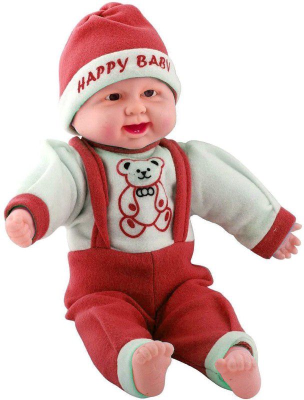 mayank & company Small Happy Baby Laughing Musical Boy Doll, Touch Sensors with Sound Kids  (Red)