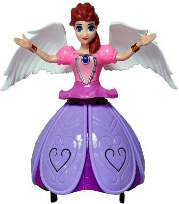 SALEOFF Musical Dancing Rotating Fairy Princess Musical Toy with Blossoming Petal Skirt and Wings | Battery Operated Interactive Magical Cute Doll with Colorful LED Lights and Music for Girls  (Multicolor)