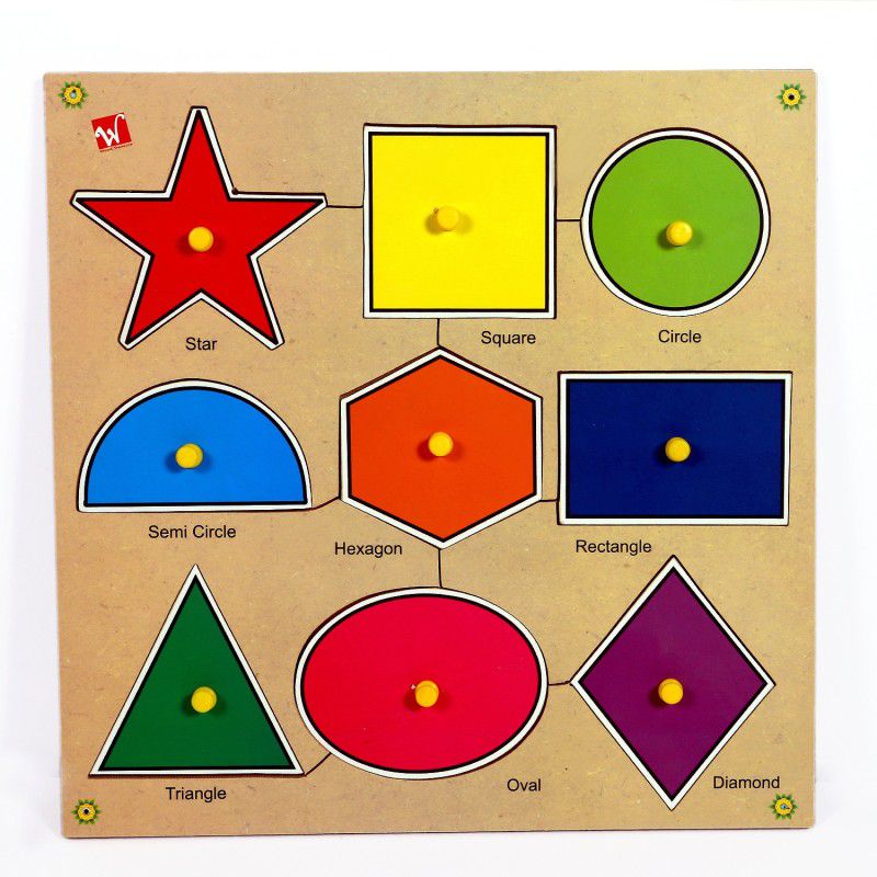 Toyvala 9 Different Shapes Wooden Learning Jigsaw  (1 Pieces)