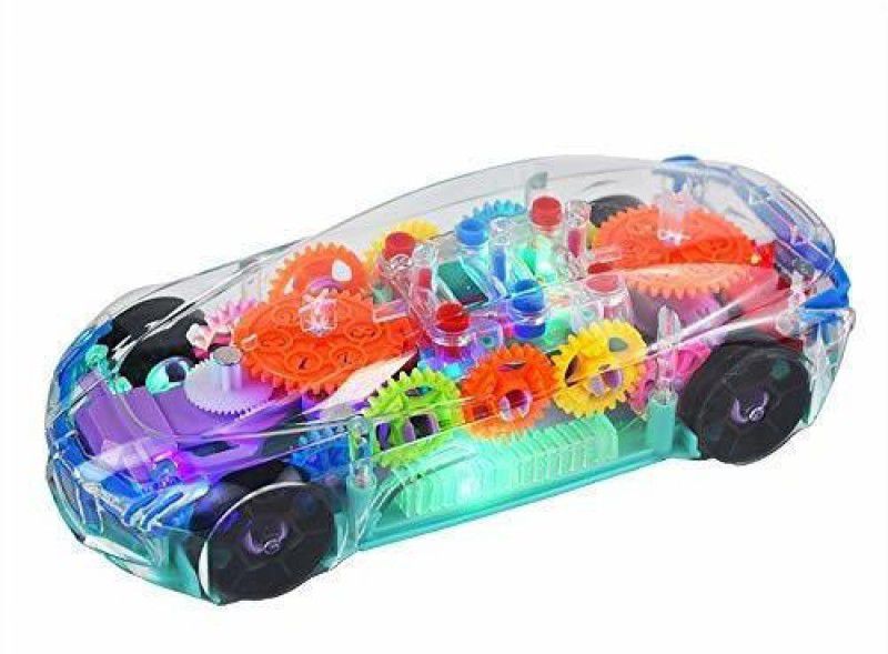 RAGVEE Transparent Car Toy for Kids with 3D Light Musical 360 Degree Rotation-Gear Car  (Multicolor)