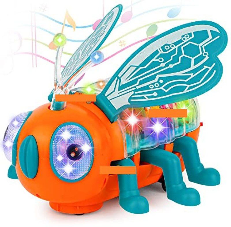 SR Toys Musical Toy Battery Operated Transparent Gear Happy Bee for Kids (Multicolor)  (Multicolor)