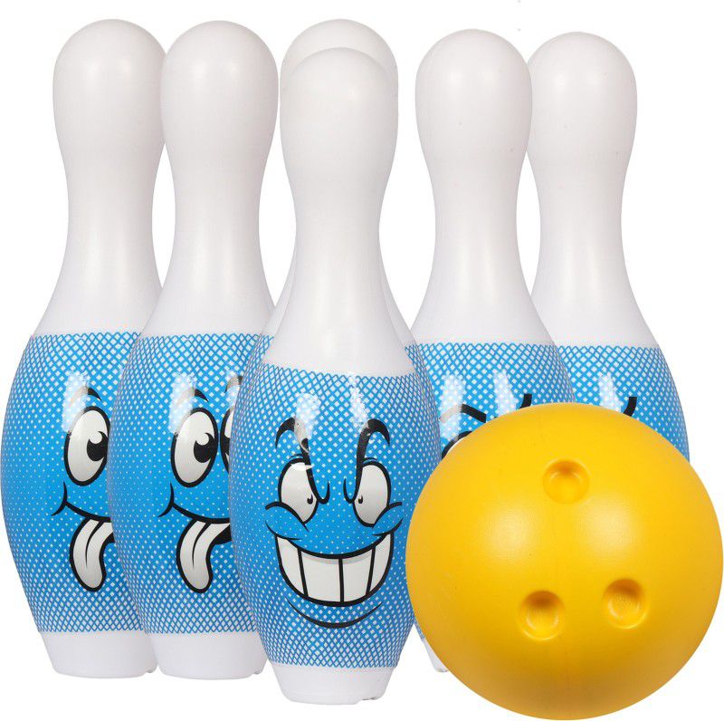 Goyal's Bowling Set for Kids Big Size Plastic Set of 6 Pins and 1 Ball Toy for Kids Indoor Sport Play - Blue  (Blue)