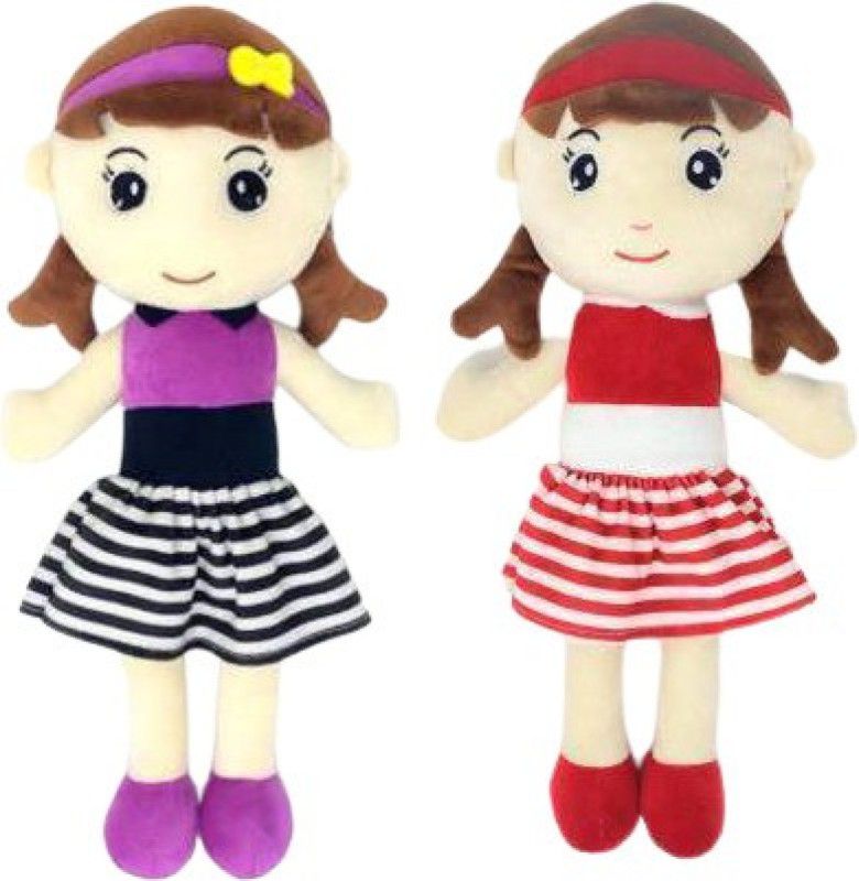 Lil'ted SUPER SOFT HUGGABLE SWEET DOLL Combo 42cm (PURPLE & Red) FOR GIRLS,BIRTHDAY GIFT - 42 cm  (Purple, Red)