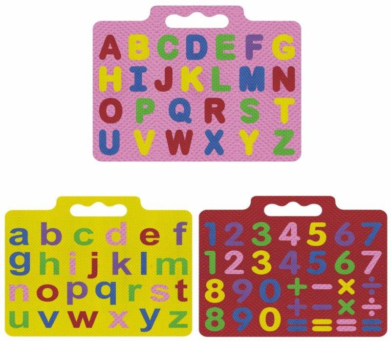 Ashmi Eva Multicolor Combo Capital & Small Alphabets A to Z & Number Learning Board Play Floor Mat Interlocking Puzzle for Kids, Boys, Girls, Children Toys for Age 2+ Pack of 3  (83 Pieces)