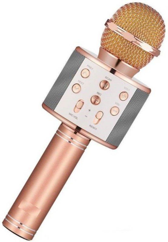 ToyGalaxy WS-858 WIRELESS KIDS SINGING MICROPHONE WITH INBUILT BLUETOOTH SPEAKER  (Gold)