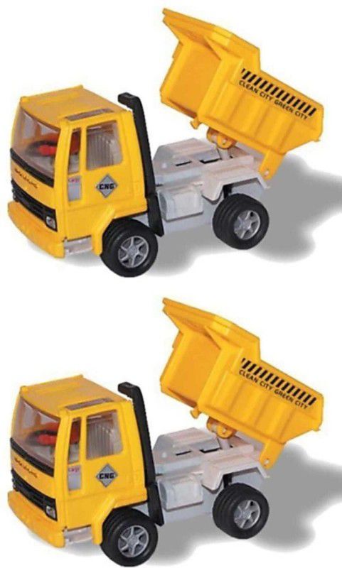 viaan world Combo Pack Dumper Truck Toy for kids  (yellow, Pack of: 2)