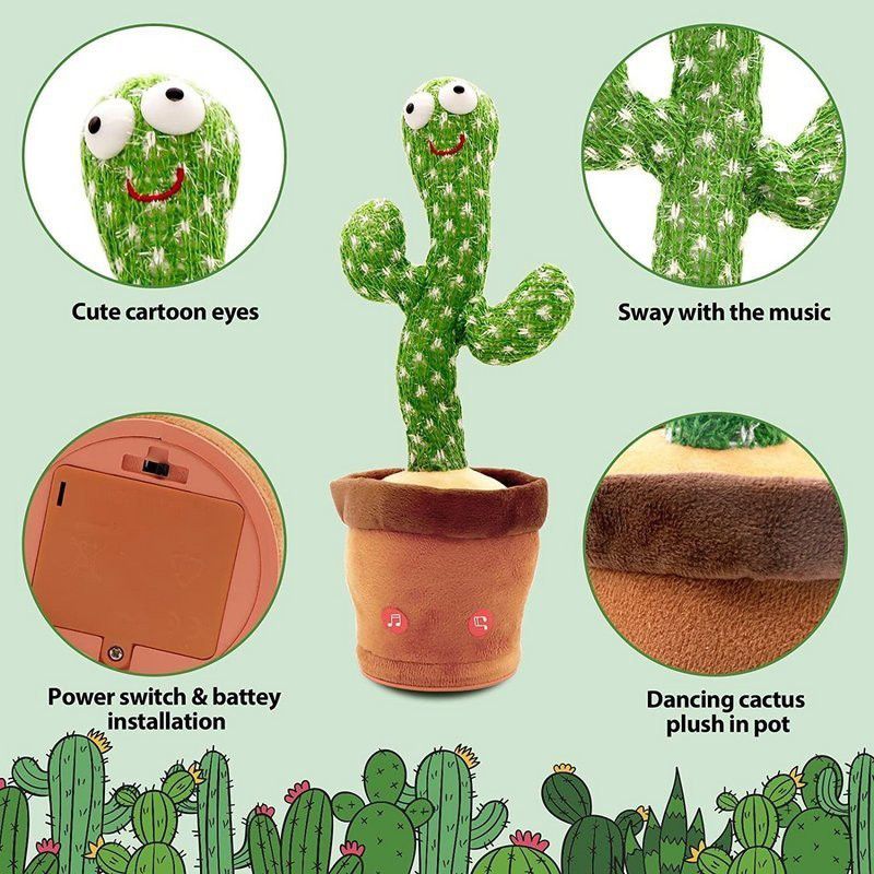 Geutejj Cactus Toy Talking Cactus Plant Plush Toy Dancing Cactus 404  (Green)