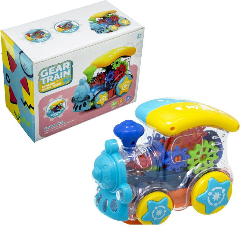 ToySurf ®Transparent 3D Gear Train Engine Toy (360° Rotation) Music & Light Toy (Age 3+)  (Multicolor)