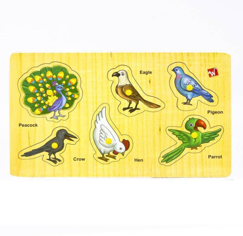 Toyvala Wooden Jigsaw Puzzle Board for Kids - Birds with Pics and Names  (1 Pieces)