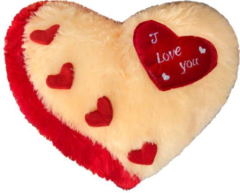 PICKKART I Love You Soft Pillow for Girlfriends Boyfriends Wife Husband Couple Gift Throw Pillow - Fur Cushion Material Decorative 37 X 37 cm - 37 cm  (Beige)