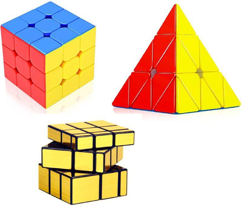 D ETERNAL Cube Combo Set 3x3, Pyraminx Triangle and Gold Mirror Cube  (3 Pieces)