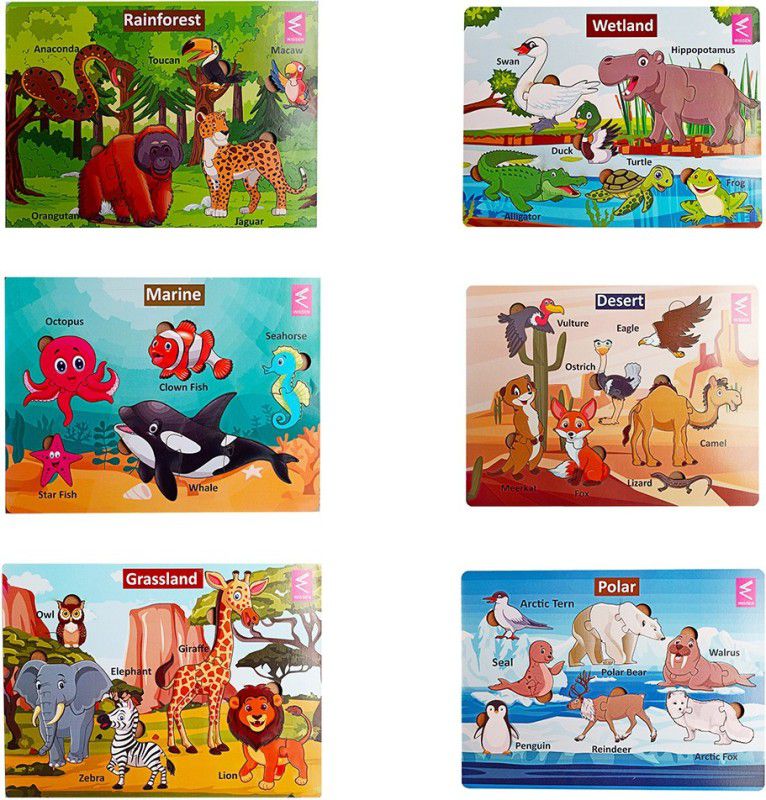 WISSEN Habitat Learning Puzzle board game Set of 6  (Multicolor)