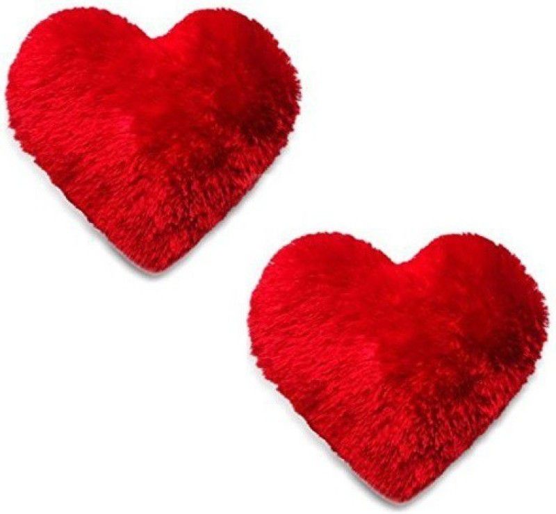 ReneReit Collection Red Heart Shaped Super Soft Toy Decor Cushion Pillow for Love Girl Gift Set of 2 - 25 cm  (Red)