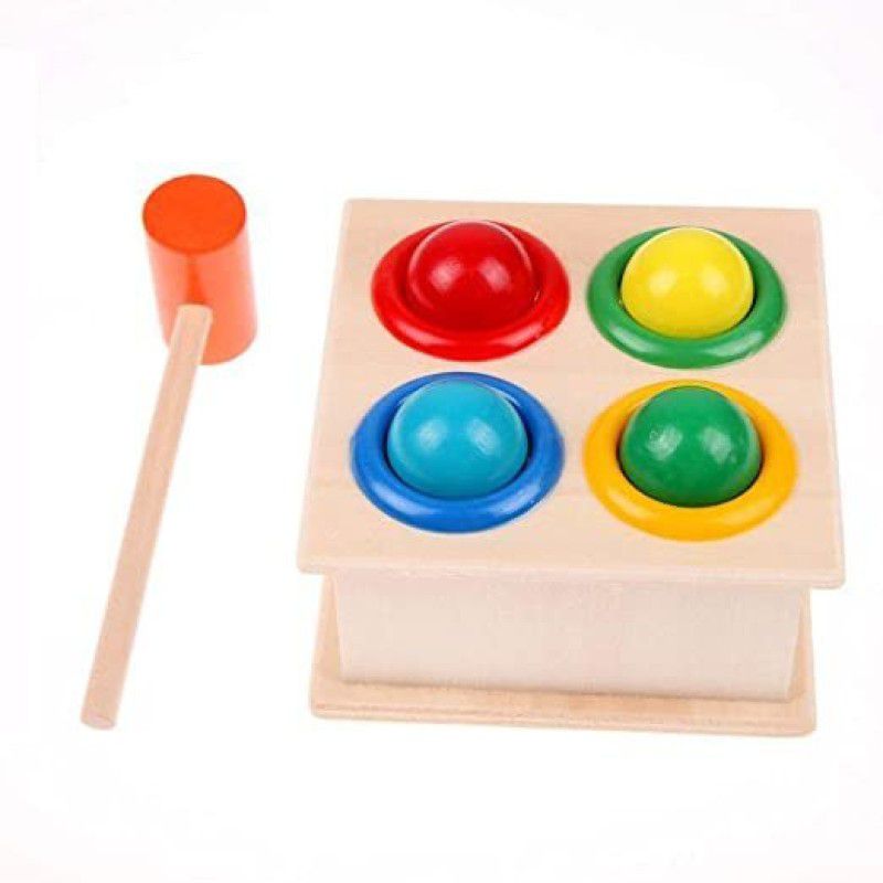 Crafts Export Wooden Hammer Case Toy for Kids, Pounding Bench, 4 Balls, 1 Hammer..  (Multicolor)