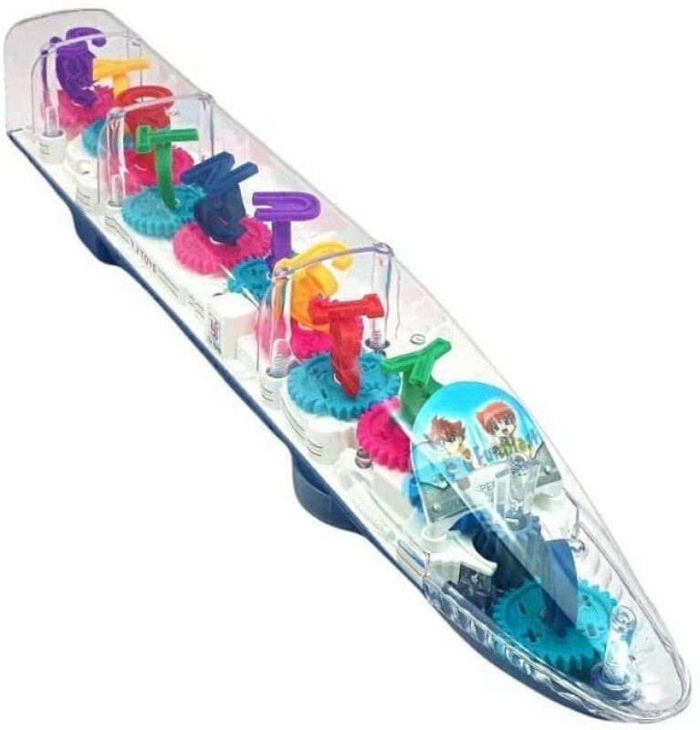 ShoptoAll Transparent Long Gear Race Sound & Light Train Toy for with 360 Degree Rotation  (Multicolor)