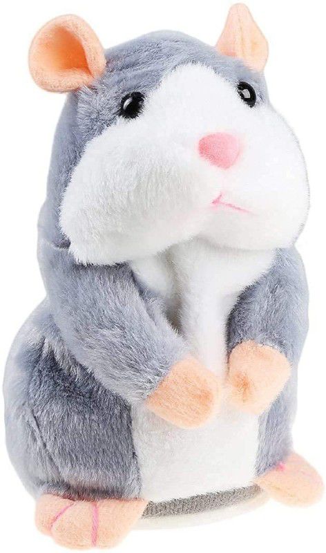 Amaflip Talking Hamster Plush Stuffed Toy Repeats What You Say Repeating Hamster  (White, Grey)