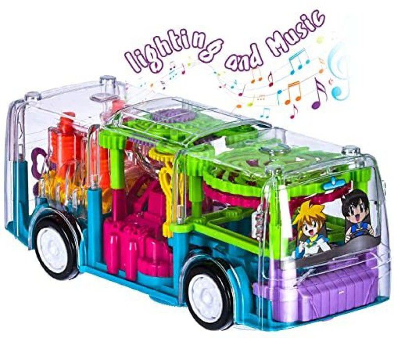 sai kripa 3D Bus Toy 360 Degree Rotation, Gear Simulation Mechanical Bus Sound and Light  (Multicolor)