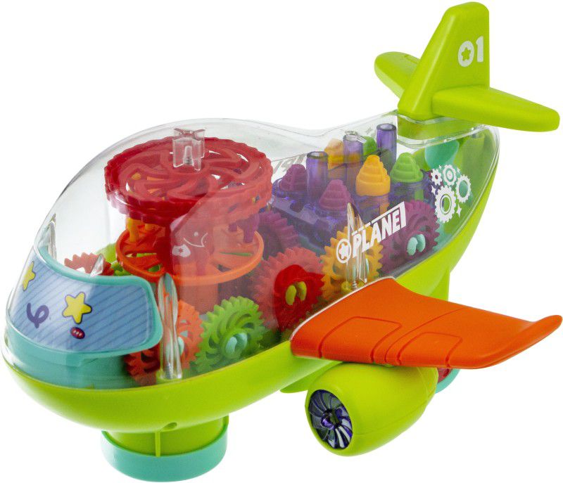 ToySurf ®Gear Airplane Toy With Sound, Light & Bump & Go Mechanism (Age 3+)  (Multicolor)