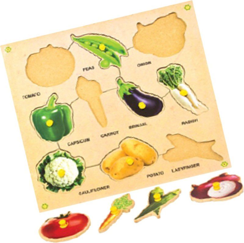 Toyvala Pinewood Wooden Jigsaw Puzzle Board for Kids - Vegetables - Learning, Creative & Educational Gift for Kids  (1 Pieces)