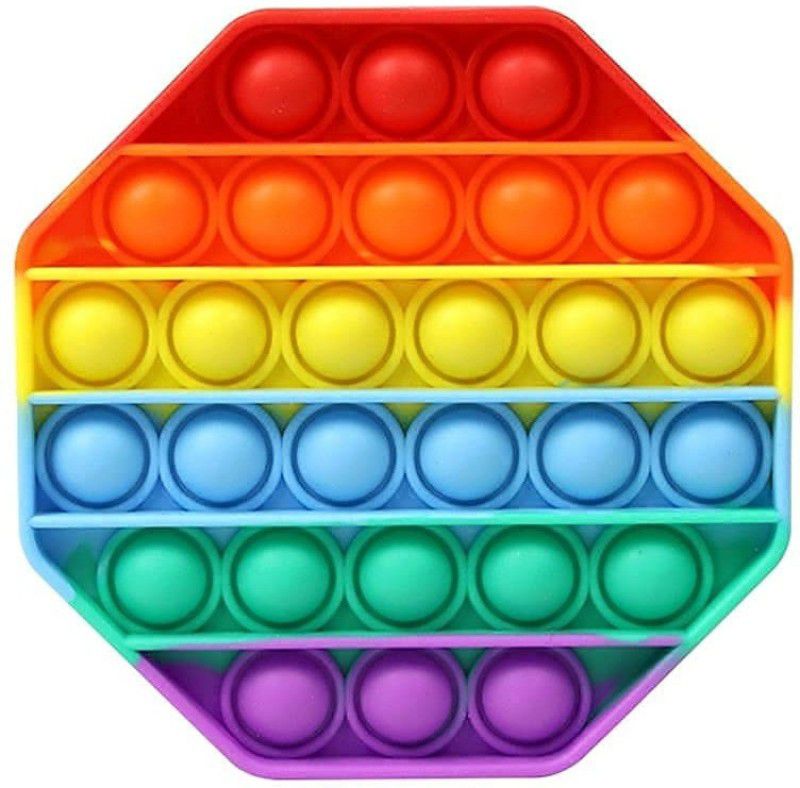 GAMLOID HOT SELLING Pop It Silicone Fidget Toys, Push Bubble Fidget Sensory Toy Stress Relief | Learning Toys | Educational Toys | Non Toxic Toy Sensory Novelty Gifts for Girls Boys Kids Adults (Hexagon Rainbow)  (1 Pieces)