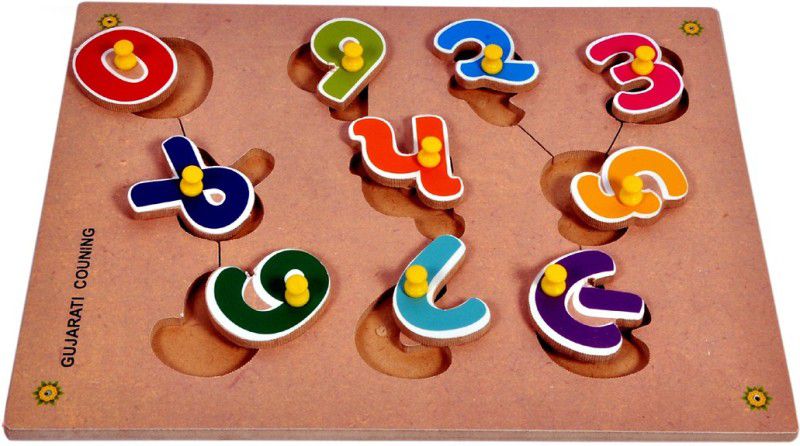 Toyvala Cute Learning Pinewood Wooden Puzzle GUJRATI Counting Learning Educational Easy To Learn Jigsaw Learning Puzzle Board  (10 Pieces)