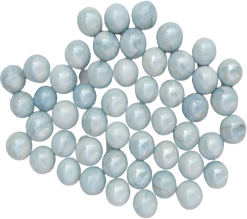 DsIndustry 50 Pieces White OR Cloud Grey Kanche Glass Marble Ball Glass Pabbles Ball  (White, Grey)