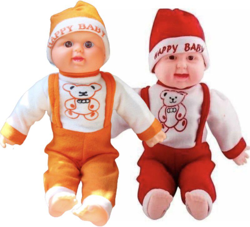R C TRADERS Combo of 2 Happy Baby Laughing Sound Soft Dolls - 42 cm  (Multicolor)